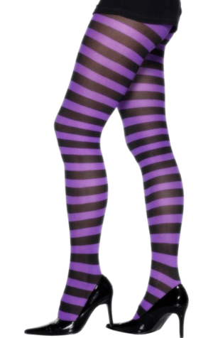 Striped Tights, Witches Purple and Black Striped Tights
