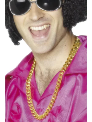 Gold Bling Neckchain 70s Necklace 80s Fancy Dress Chain