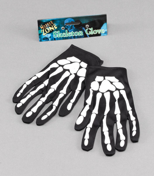 Skeleton Gloves 9" 23 cm Bone Print Fabric