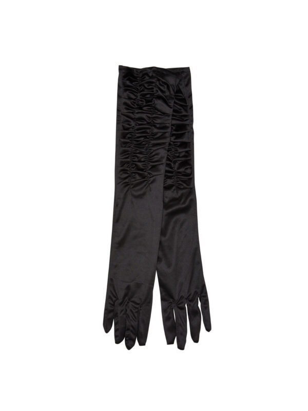 Long Black Evening Gloves Ruched