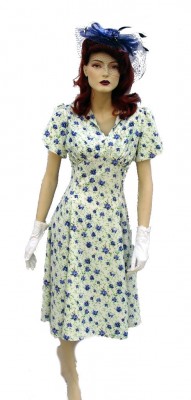 Blue-white-flowered-40's-dress