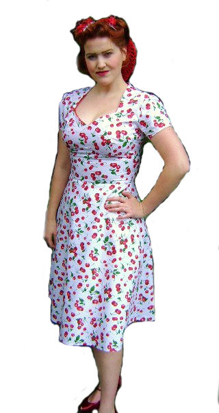 1940's-Cherry-Cocktail-Dress-M-L