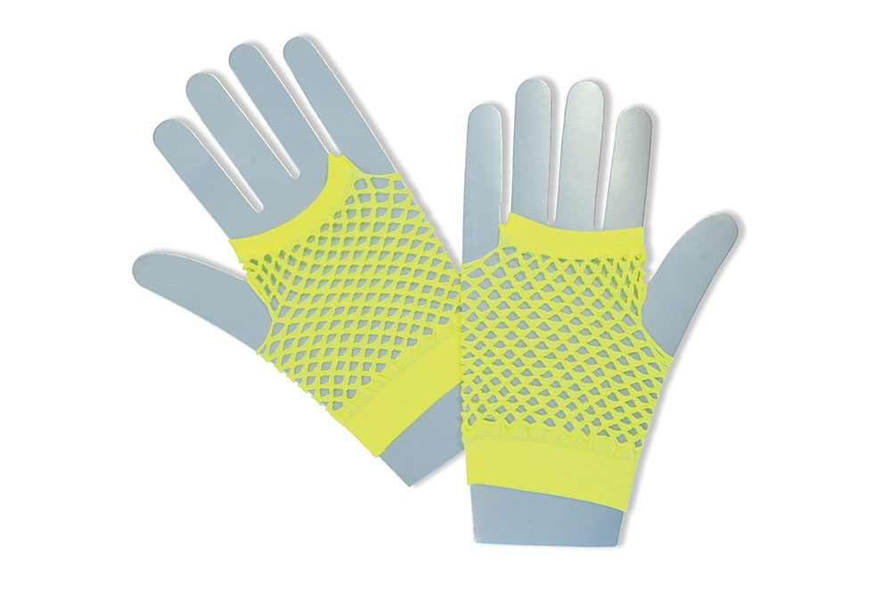 Fishnet Gloves. Short Neon Yellow