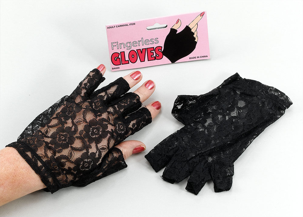 Lace Gloves 9"  Fingerless.Black