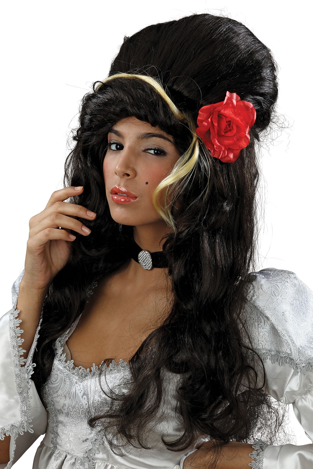 Amy Winehouse Style Wig Beehive Black + Rose Gothic