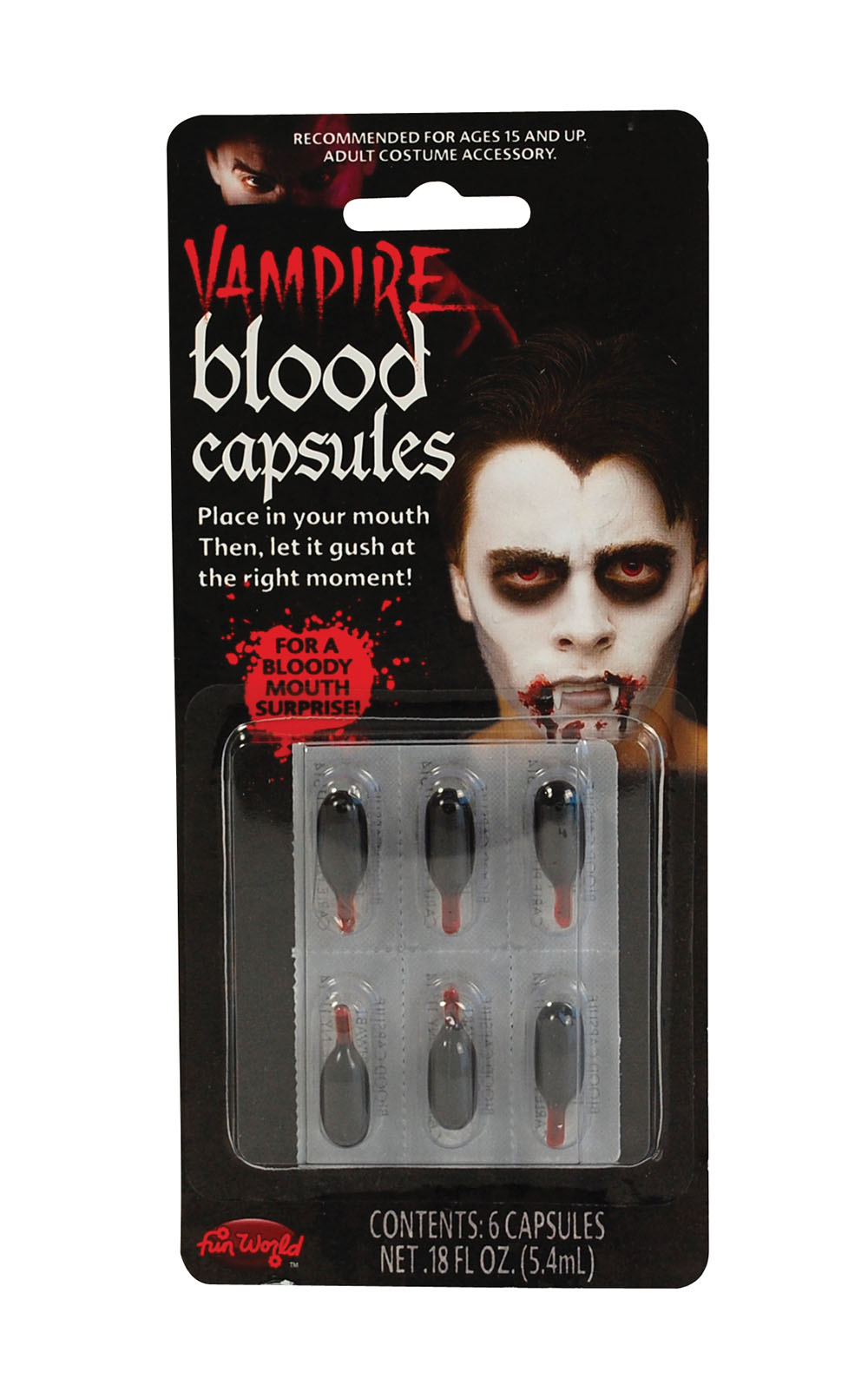 Fake Blood Capsules, Liquid, pack of 6, Halloween Horror Blood