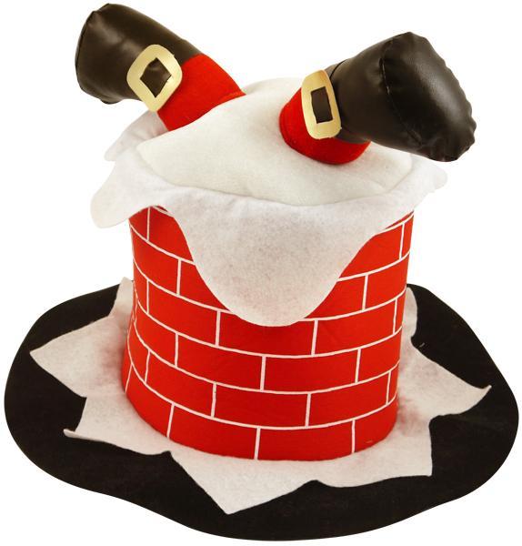 Novelty Christmas Hat Santa's Down the Chimney One Size