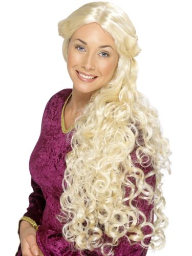 Long curly blonde medieval princess wig