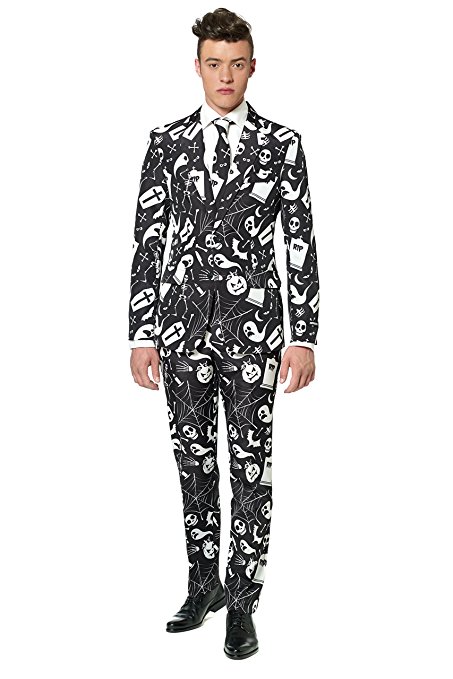Black Halloween Suit Ghosts Ghouls and Spider webs