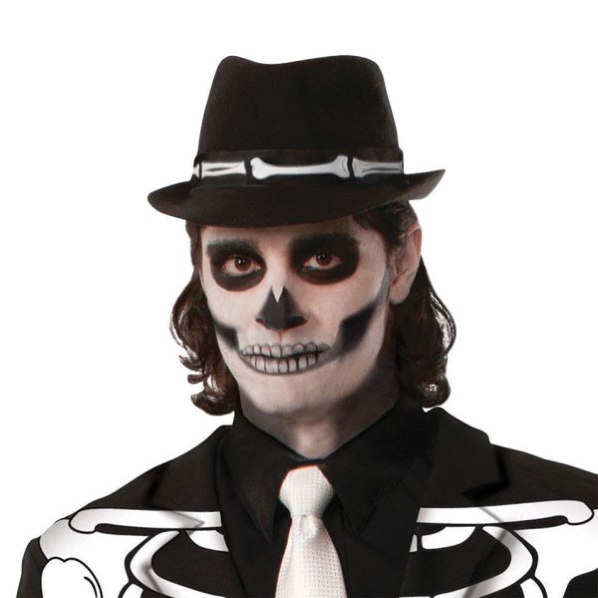 Skeleton Fedora Day of The Dead Hat