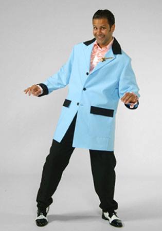 Pale Blue Teddy Boy Costume Grease Fancy Dress XXL