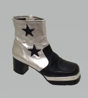 70s Silver and Black Mens Platform Boots