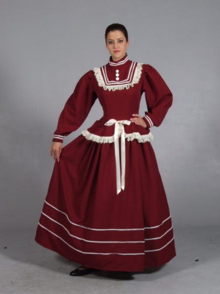 Burgundy Victorian Dress, Victorian Lady Fancy Dress Costume