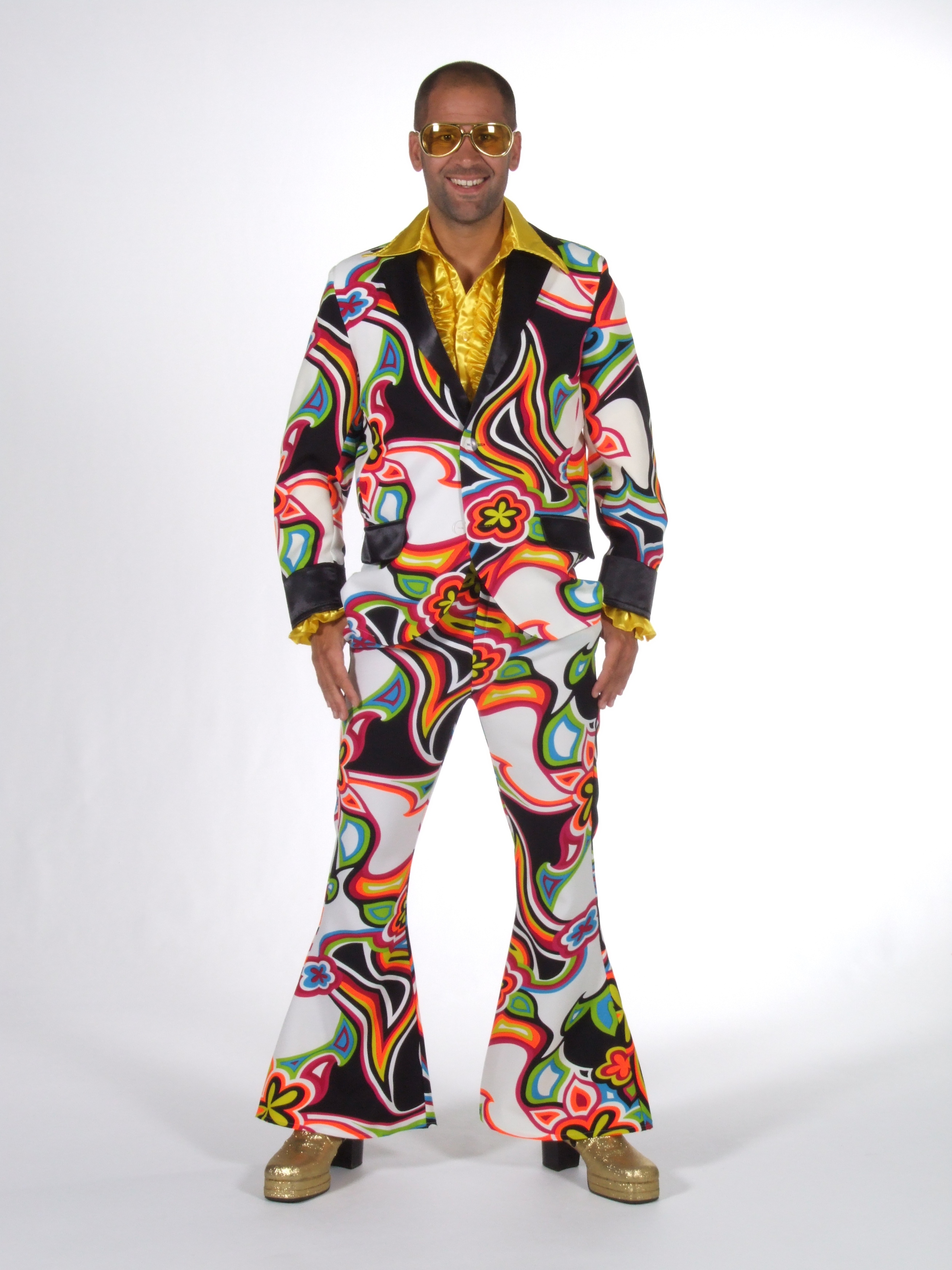 Psychedelic 70s Fancy Dress Mens Suit Disco Costume -