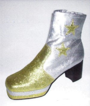 70s Disco Glitter Gold and Silver Mens Platform Boots