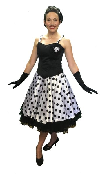Black Corset White Polka Dot 1950s Skirt Set 10-12