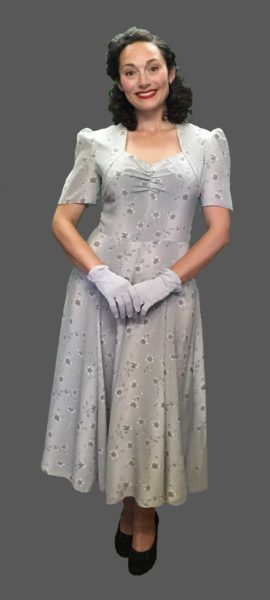 1940s Dress Dove Grey Wartime Tea Dress 10-12