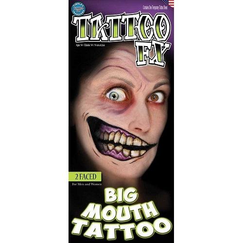 Scary Smile Tattoo 2 Faced Temporary Manic Grin Transfer for Halloween Horror