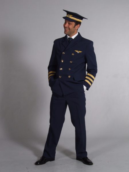 Mens Airline Pilot Costume XL Pilot Uniform Fancy Dress