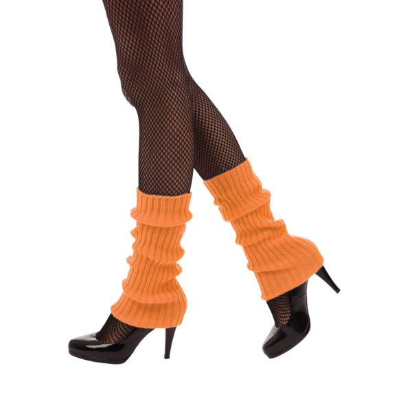 Neon Orange Leg Warmers 1980s Fancy Dress Accessory