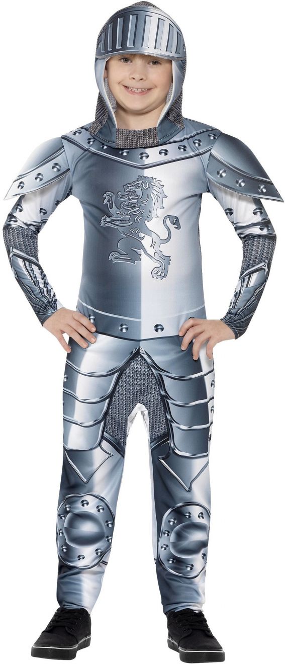 Boys Deluxe Armoured Knight Costume FREE SWORD World Book Day Fancy Dress.