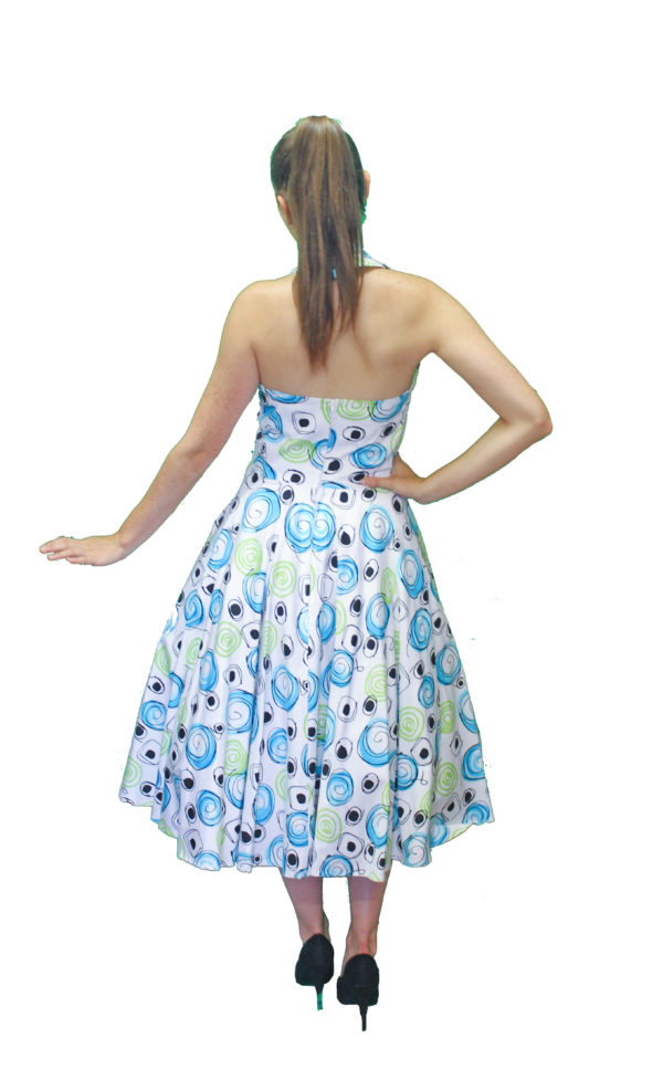 50s Swing Halter Neck Dress with Swirl Print