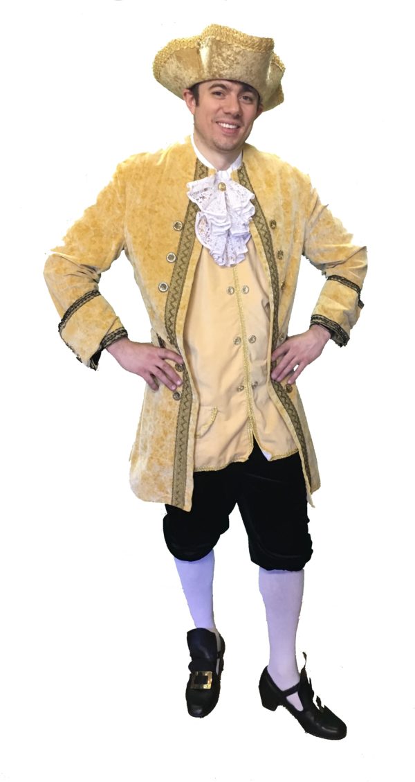 Mens Baroque Costume Hire, Gold Georgian Costume