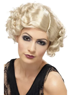 1920s blonde bob wig with curls, flapper style blonde bob wig