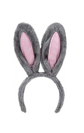Grey Bunny Ears Headband Rabbit Hare Costume Fluffy Easter