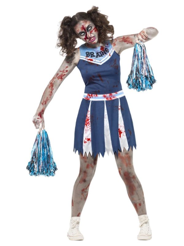 Zombie Cheerleader Costume, Zombie Teen Cheerleader Fancy Dress
