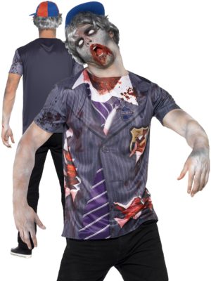 Zombie School Boy Costume, Adult Halloween Fancy Dress T-Shirt