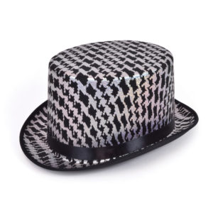 Holographic Top Hat Black and Silver Dance Troupe Hat
