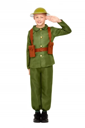 Childs WW1 Soldier Fancy Dress Costume Historical Army