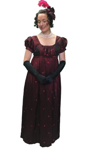 Regency Dress Hire Burgundy Bridgerton Gown
