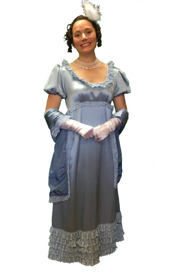 Bridgerton Style Dress Regency Gown Pale Blue frill