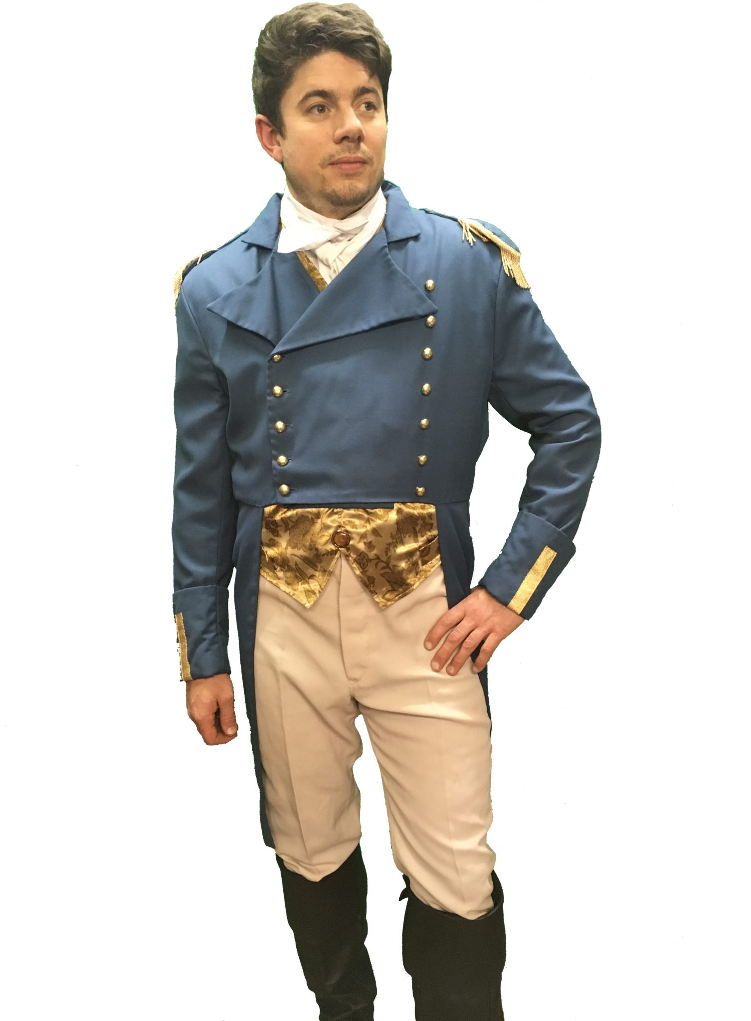 Mens Bridgerton Costume in Blue Military Style Regency Outfit