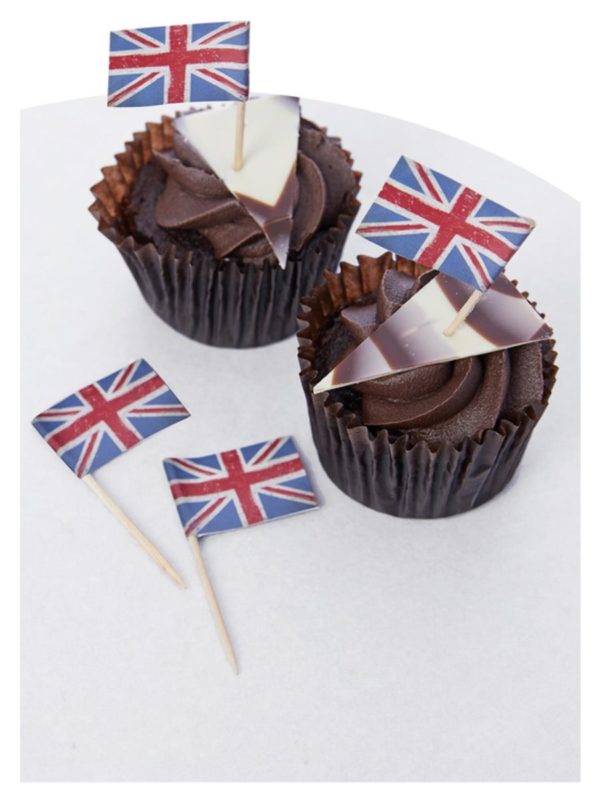 Union Jack Flag Cupcake Picks British Flag Cake Toppers x12