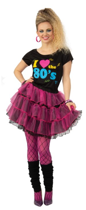 I Love the 80s Costume Adults Neon TUTU and T-Shirt Set