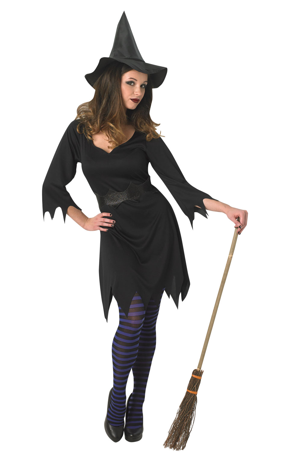 Pretty Black Witch Costume Sexy Enchantress Ladies Witch