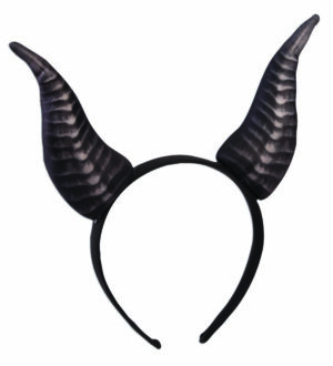 Demon Horns on Headband Maleficent Style Horns Black