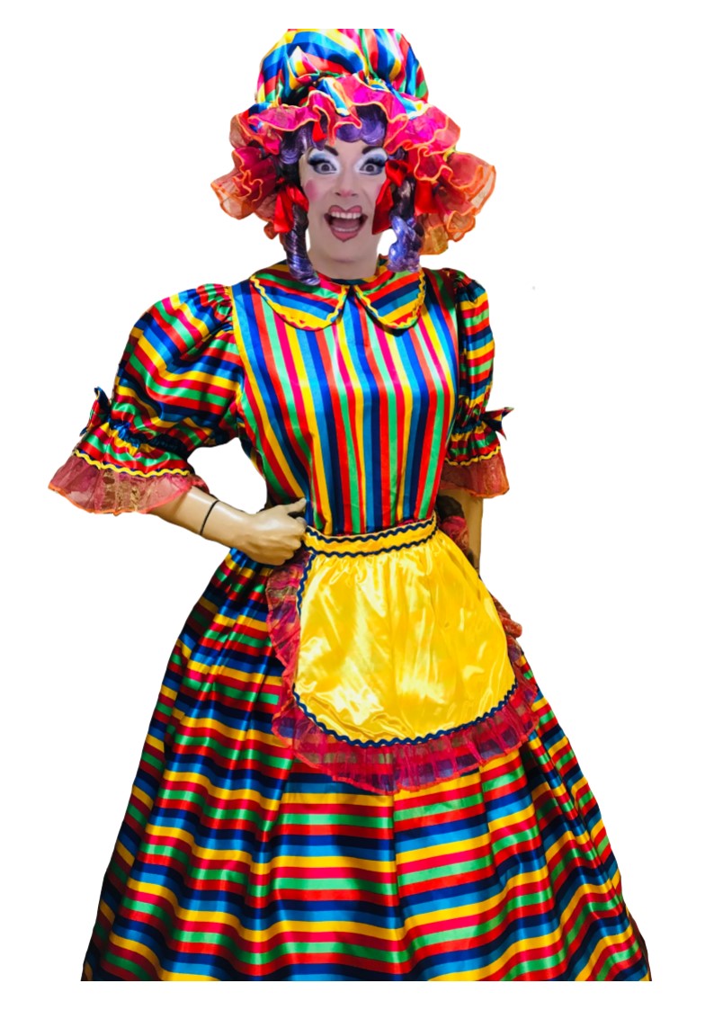 Stripy Pantomime Dame Outfit Panto Dame Dress