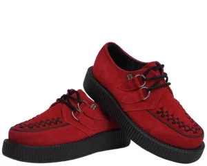 50s Red Suede Creeper Shoes Punk Rock n Roll Beetle Crushers