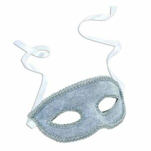 Silver Glitter Mask Masquerade Eyemask Silver + Ribbon Tie