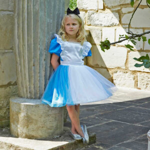Deluxe Girls Alice Dress with Shimmer Glitter Tulle Skirt