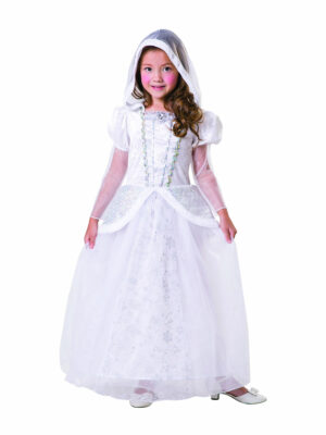 Girls Snow Queen Costume Kids Fairy Tale Princess Fancy Dress