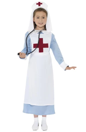 Kids WW1 Nurse Costume Childs Wartime Fancy Dress Outfit